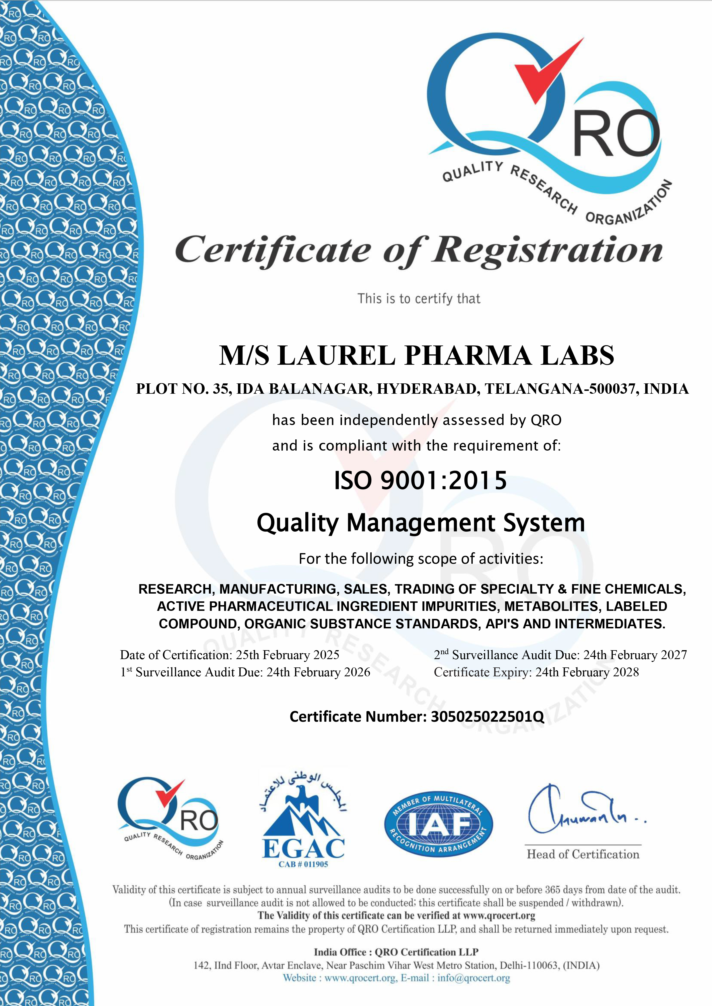ISO 9001 (IAF) Certificate